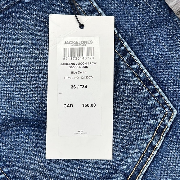 36/34 Jack and Jones Jeans Slim/Glenn Blue Denim - Picture 3 of 9